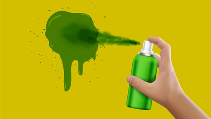 3D Hand Holding Spraying Aerosol Paint Can