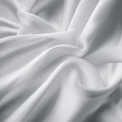 3D White Silk Textile Smooth Fabric Background.