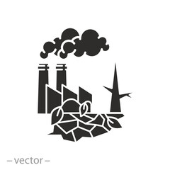 consequences of pollution of nature icon, ecocide, man-made disaster, flat symbol on white background - vector illustration