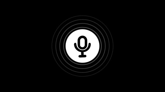  Voice recording podcast mic microphone button icon animation. audio microphone icon animation,4k video