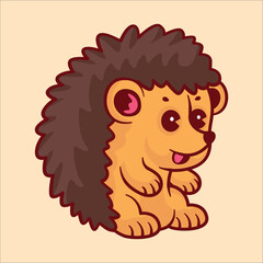 Cute hedgehog animal cartoon illustration
