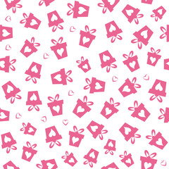 seamless pattern with gift boxes and hearts