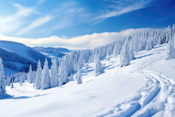 Fototapeta na wymiar Mountain in winter, covered of snow