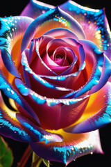 Beautiful holographic rose. AI