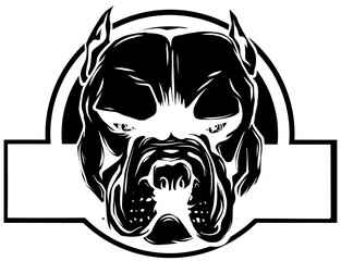 black silhouette of pit bull logo icon designs vector illustration