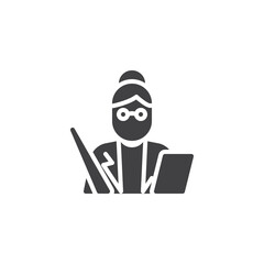 Woman teacher with book vector icon