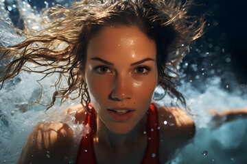 A girl in underwater photography.Ai - obrazy, fototapety, plakaty
