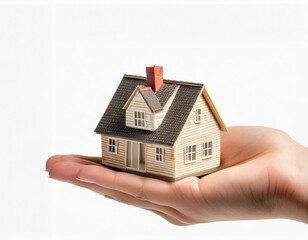 住宅模型を持つ女性の手 Generative AI