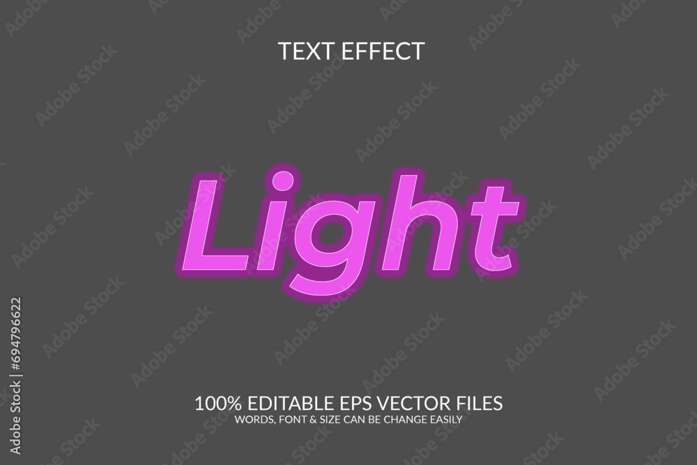 Wall mural modern fully editable vector eps light 3d text effect template design.