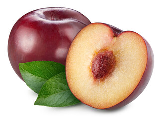 Fresh organic plum isolated on white background