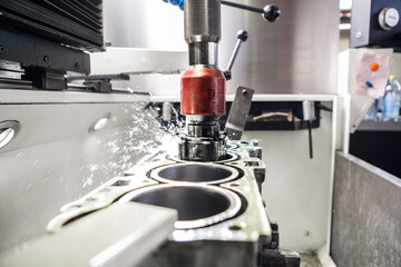 CNC Automatic Cylinder Honing Machine of engine. Car workshop, machine with a Computer numerical control.