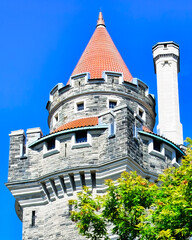 Architectural detail of Casa Loma (1911), a heritage building in Toronto, Canada