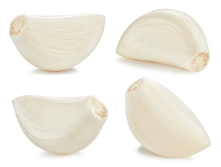 Garlic cloves collection isolated on white background