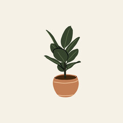 Flat vector rubber plant illustration