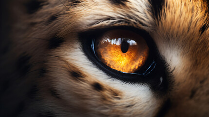 close-up photograph of the focused eyes of a graceful cheetah - obrazy, fototapety, plakaty