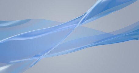 Abstract background with smooth blue glass waves. 3d render.