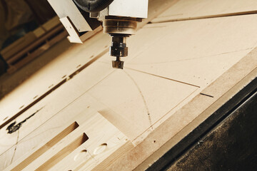 Cnc wood cutting cutter, machine with numerical control.