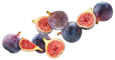 Ripe fig fruits on the white background