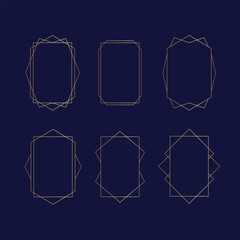 Set of gold frames. Set of decorative design elements. Vector illustration. 