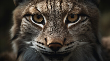 Obraz premium hyperrealistic photo capturing the fierce eyes of a wild lynx