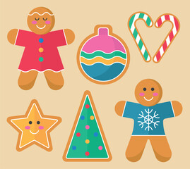 Ginger bread set vector illustration