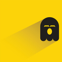 bored ghost emoji with shadow on yellow background