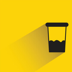 coffee cup icon with shadow on yellow background