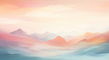 Abstract Sunset Mountainscape in Pastel Tones