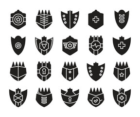 shield weapon icons set vector illustration