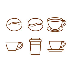 Simple Set of Coffee  Vector Line Icons on white background