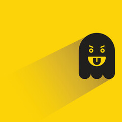 cheeky ghost emoji with shadow on yellow background