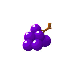 Grapes icon for game or fruit lotto, flat cartoon vector illustration isolated.