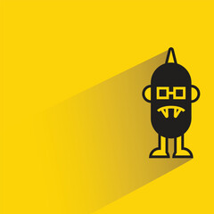 Obraz premium funny monster character with shadow on yellow background