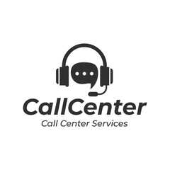 Call center vector logo template on white background
