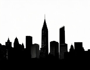 city skyline silhouette black and white background