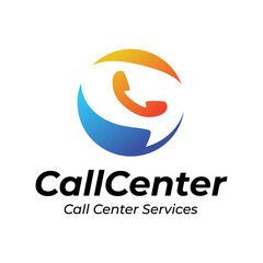 Call center vector logo template on white background
