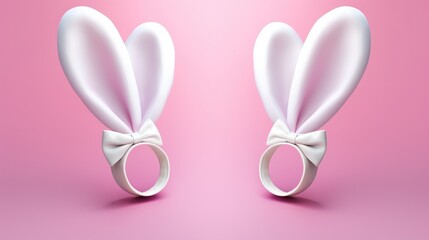 Fototapeta premium Easter Bunny ears! Our image showcases a template of 3D rabbit ears on an isolated background, perfect for greeting cards or banners.