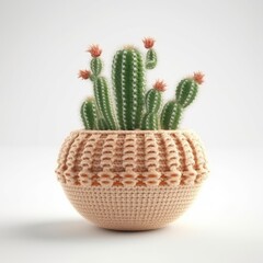 Fototapeta na wymiar A small cactus in a small vase