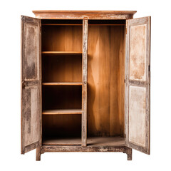 Front view Damaged & Rustic Ash Ambiance Wardrobe isolated on transparent background.