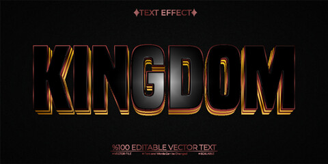 Dark and Gold Kingdom Editable Vector 3D Text Effect - obrazy, fototapety, plakaty