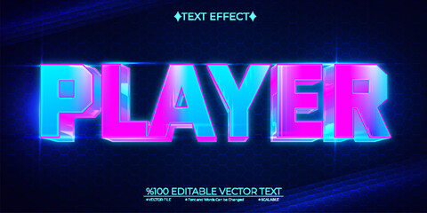Neon Player Editable Vector 3D Text Effect