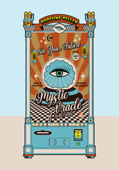 Fortune Teller machine - genie machine or mechanical genie - Vintage future crystal-gazer - crystal ball 