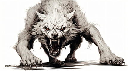 Werewolf on White Background