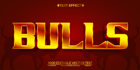 Gold and Red Bulls Editable Vector 3D Text Effect