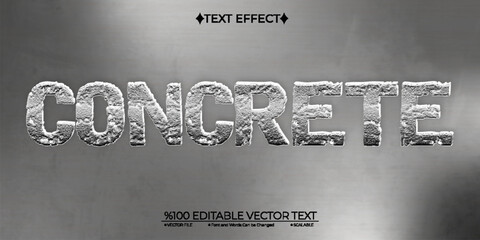 Silver Concrete Editable Vector 3D Text Effect