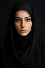Naklejka premium a woman wearing a black hijab and a black shirt