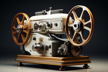 Obraz premium vintage film projector, on an isolated white background, Generative AI