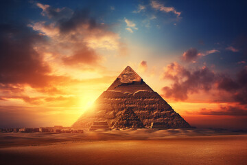 Fototapeta na wymiar Pyramid ancient on desert famous landmark
