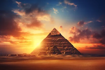 Foto op Canvas Pyramid ancient on desert famous landmark © Sawai Thong
