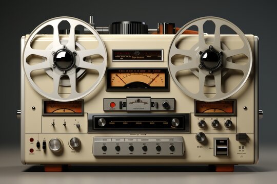vintage tape recorder, on an isolated white background, Generative AI